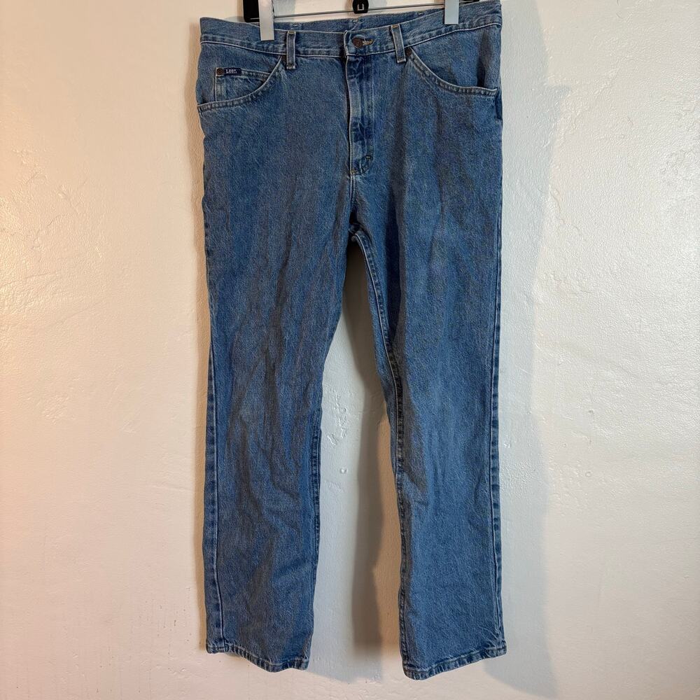 Vintage 80s Lee Blue Denim Medium Wash Straight‎ Leg Jeans